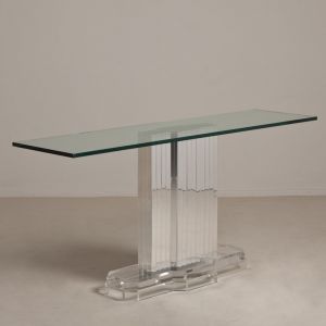 Deco inspired lucite glass console table.jpg